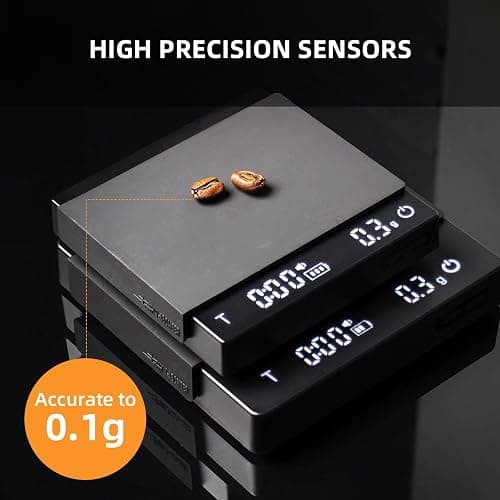 MHW-3BOMBER Mini Coffee Scale with Timer,Rechargeable Espresso Scale with Gravity Sensing,2kg/0.1g Precision Scale for Espresso&Pour-Over Coffee,Portable Digital Kitchen Scale,Black ES6029B-OS thumbnail 2