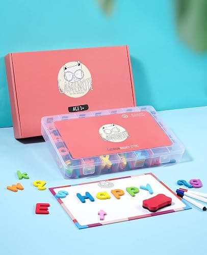 Gamenote Classroom Magnetic Alphabet Letters Kit 238 Pcs with Double - Side Magnet Board - Foam Alphabet Letters for Preschool Kids Toddler Spelling and Learning Colorful ABC Education Fridge Magnets thumbnail 2