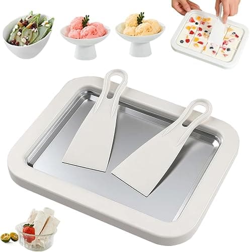 at-Home Rolled Ice Cream Maker Kit, Instant Ice Cream Maker with 2 Scrapers, Soft Serve, Slushies, Frozen Yogurt, Fruity Sorbet, and Gelato (White) Acrylic Woodland Creature - Image 1