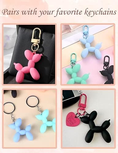 FANEVER Jelly Balloon Dog Keychain Bulk for Women Teen Girls Cute Designer Bag Charm for Backpack Purse Tote Handbag Bookbag thumbnail 4