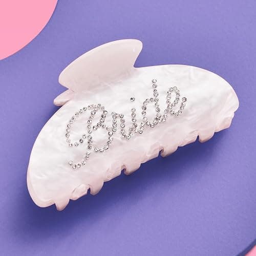 xo, Fetti Bride Claw Clip, White Acrylic Hair Clip, Rhinestone Bride Logo | Bachelorette Party Decorations, Bridesmaid Gift, Bridal Shower, Wedding - Image 1