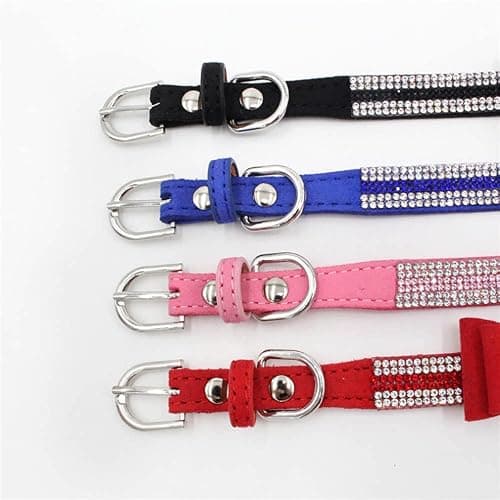 Rhinestone Dog Collar and Leash Set for Small Dogs, Fancy Bling Diamond Cat Collar Crystal Glitter Pretty Jewel Puppy Collars with Lead for XXS XS Small Medium Large Pet Dogs Kitten, Pink S thumbnail 3