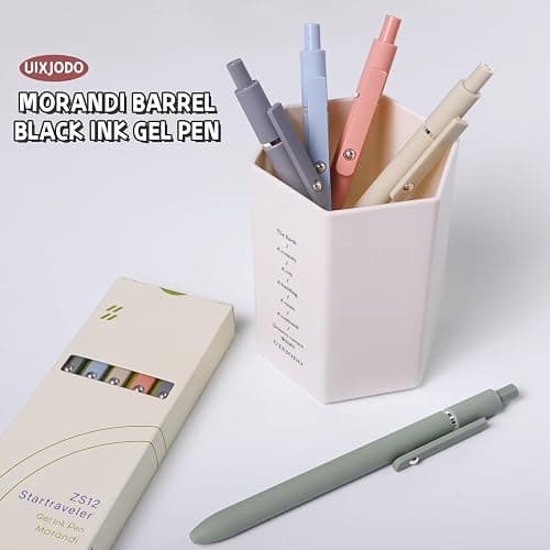 UIXJODO Gel Pens, 5 Pcs 0.5mm Black Ink Pens Fine Point Smooth Writing Pens, High-End Series Pens for Journaling Note Taking, Cute Office School Supplies Gifts for Women Men (Morandi) thumbnail 6