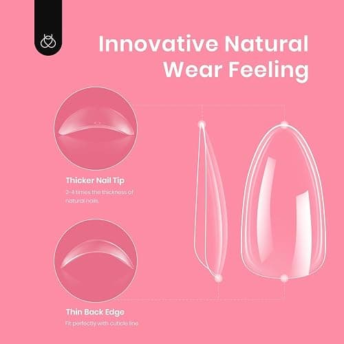 Beetles Gel Short Almond Nail Tips, 288Pcs Pre-Shape Clear Short Almond Gel Press On Nail Fake Nails Easy Nail Extension Full Cover False Nails for Gel Nail Polish Gelly Tips DIY Nail Salon thumbnail 4