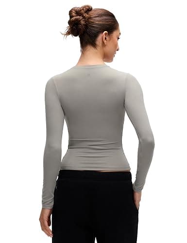 CRZ YOGA Softembrace Crewneck Long Sleeve Shirts for Women - Casual Going Out Tops Soft Basic Fitted Tight Fall T-Shirts thumbnail 2