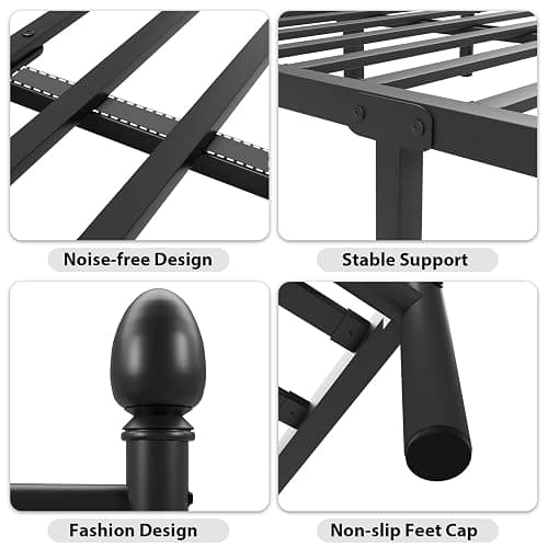 LoVinson Full Bed Frame with Headboard and Footboard, Modern Metal Platform Bed Frame Support Up to 1000LBS, Under Bed Storage, No Box Spring Needed, Easy Assembly, Black thumbnail 7