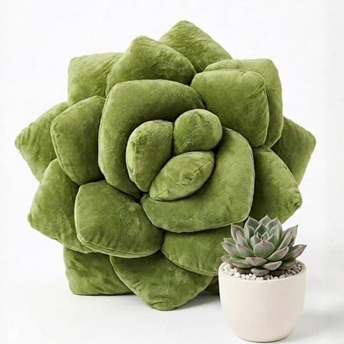 Green Philosophy Co. Succulent® Pillow 16" – Soft 3D Decorative Flower Throw Pillow, Unique Olive Green Plush Flower Cushion, Perfect for Couch, Sofa, Bedroom Decor, Gift for Plant Lovers thumbnail 7