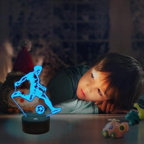 FULLOSUN Soccer Night Light, 3D Optical Illusion Lamp for Soccer Fan, Idea Birthday Xmas Gifts for Sport Fan Boys Girls with Remote Control 16 Color Change + Dim Function + 4 Flash Mode thumbnail 6