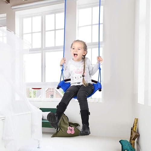 JKsmart 2 Pack Kids Swing Seat, Heavy Duty Rope Play Secure Children Swing Set, Toddler Swing Chair for Outdoor/Indoor/Playground/Home/Tree, with Snap Hooks and Swing Straps,440 lbs Capacity,Blue thumbnail 7