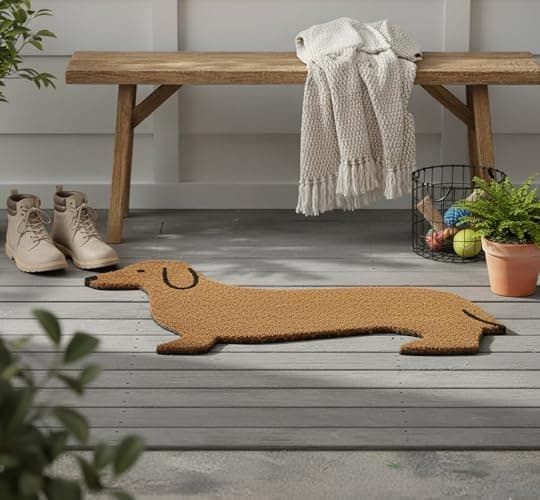 Abbott Collection Dachshund Shaped Non-Slip Doormat - Coir (18" x 30") thumbnail 2