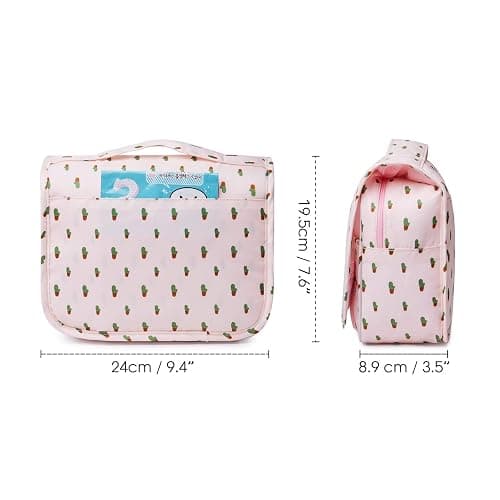 Narwey Small Hanging Travel Toiletry Bag for Women, Travel Bag for Toiletries, Makeup Bag Organizer Make Up Bags Cosmetic Bags for Girls (Cactus) thumbnail 2