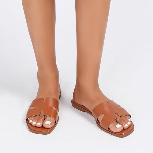 Stratuxx Kaze Open Toe Flat Dress Sandals Womens Slide Comfortable Summer Black, White, Tan Sandals for Women thumbnail 8