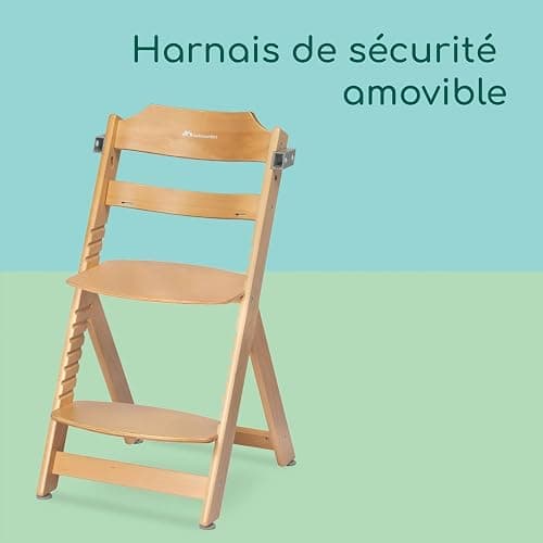 Bebeconfort Timba + Coussin, Chaise Haute Bébé Evolutive, 6 Mois - 99 Ans, Jusqu'à 110 kg, Plateau Amovible, Assise/Repose-pieds Réglables, Compatible avec Timba Baby, Bois Naturel + Beige thumbnail 5