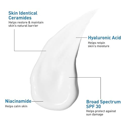 CeraVe AM Facial Moisturizing Lotion with SPF 30, Oil-Free Face Moisturizer with SPF, Formulated with Hyaluronic Acid, Niacinamide & Ceramides, Non-Comedogenic, Broad Spectrum Sunscreen, 3 Ounce thumbnail 3