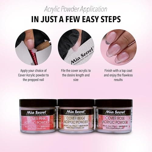Mia Secret Cover Acrylic Powder 3 Piece Set - Pink/Beige/Rose 1 oz thumbnail 5