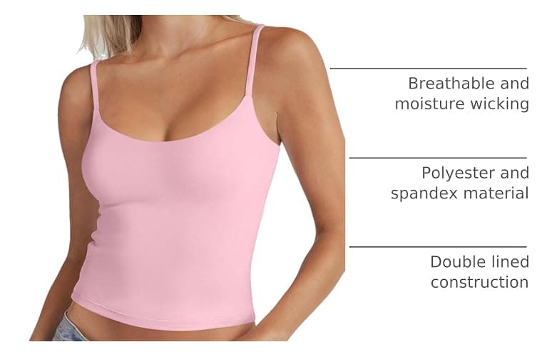 PINKMSTYLE Women's Basic Double Lined Scoop Neck Tank Tops Adjustable Cami Tank Summer Sleeveless Tops thumbnail 4