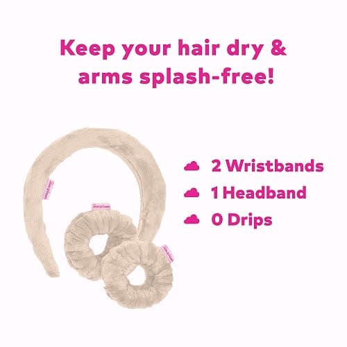 MakeUp Eraser Drip Eraser by The Original, Absorbent Headband and Wristbands Collect Water During Face Washing, 3 Piece Spa Set, One Size Fits Most, Sweet Cream thumbnail 2
