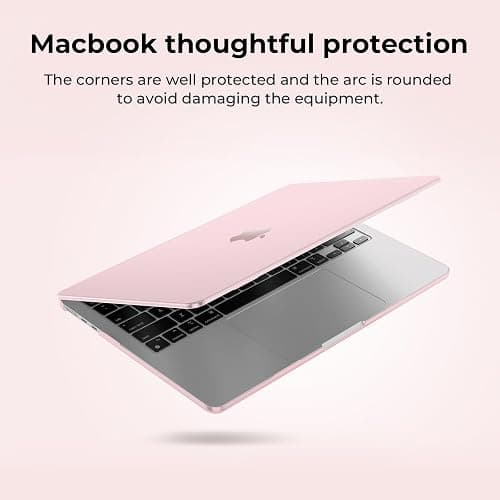 EooCoo Case Compatible with MacBook Air 13 inch M4 2025 2024 2023 2022 M3 M2 A3240 A3113 A2681, Pink Air 13.6" Laptop Hard Shell Case + Keyboard Skin Cover + Screen Protector, Crystal Pink thumbnail 5