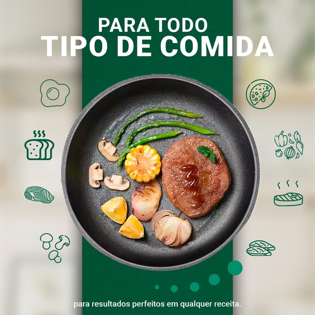 Frigideira Antiaderente de Cerâmica – Premium Ceramic Pan, Cabo de Madeira Ergonômico, Alta Durabilidade, Para Fogão a Gás, Elétrico e Indução - Linha Kydoublen thumbnail 3