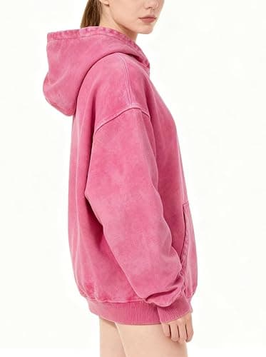 Oversized Acid Wash Hoodie for Women Fashion Cute Hoodies Casual Heavyweight Pullover Hooded Long Sleeve Sweatshirt thumbnail 2