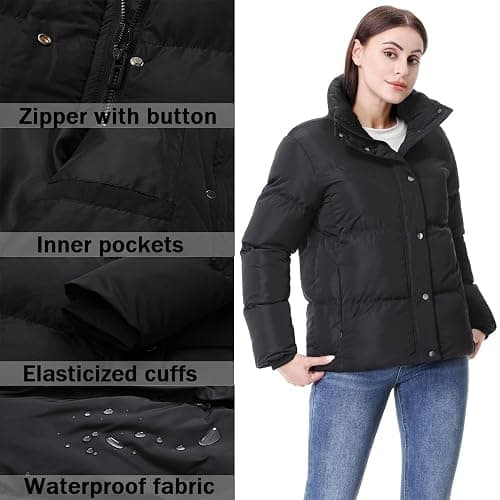 GIMECEN Women's Winter Coat Full-Zip Down Jacket Waterproof Puffer Coat Warm Parkas Long Sleeve Outerwear thumbnail 5