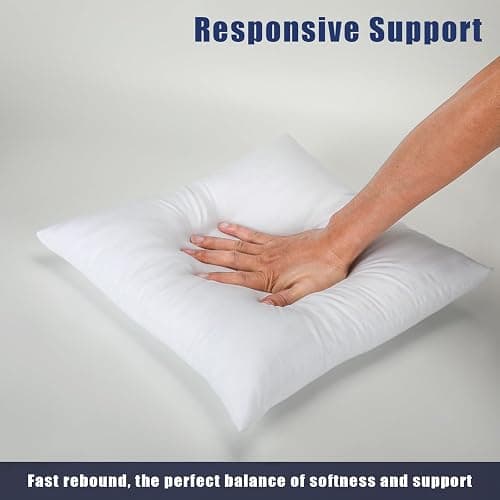 OKBA Set of 2 Throw Pillow Inserts, Hypoallergenic Soft & Firm Cushions with 100% Cotton Cover, 16x16 Pillows Filler for Side Sleepers, Sofa, Bed and Home Decor, Indoor Quality Hotel Pillows thumbnail 3