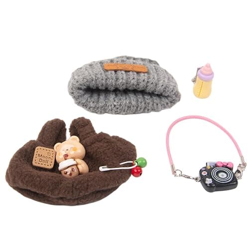 UNOGIFT Chic Plush LA Boo-Boo Doll Clothes Set – Stylish & Cozy Costume with Accessories for Series 1 and 2 Dolls Collectors,Brown Feeder Set thumbnail 3