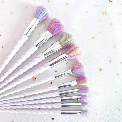 ‌10Pcs Colorful Makeup Brushes Set with Pastel Rainbow Gradient Bag Spiral Handle Concealers Eyeshadows Makeup Brushes Kit for Cosmetics Enthusiasts thumbnail 2