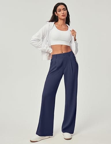 Ewedoos Wide Leg Pants Woman Stretchy Work Dress Pants Women Pull on Business Casual Slacks Trousers Fall Outfits 26"/28" thumbnail 3