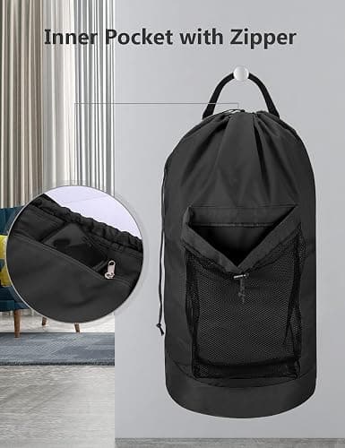 Dalykate Backpack Laundry Bag, Laundry Backpack with Shoulder Straps and Mesh Pocket Durable Nylon Clothes Hamper Bag with Drawstring Closure for College, Travel, Laundromat, Apartment thumbnail 5