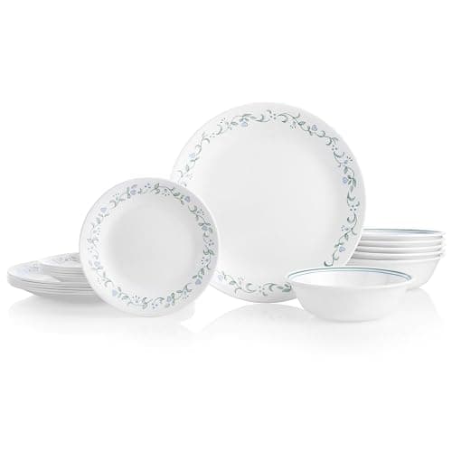 Corelle Vitrelle 18-Piece Service for 6 Dinnerware Set Triple Layer Glass and Chip Resistant, Lightweight Round Plates and Bowls Set, Country Cottage - Image 1