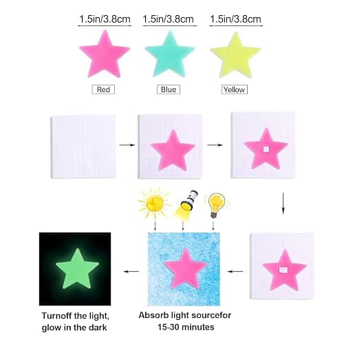 AM AMAONM 100pcs Glow in The Dark Luminous Stars Fluorescent Noctilucent Plastic Stars Wall Stickers Glowing Stars Decals for Home Art Decor Nursery Ceiling Kids Babys Bedroom Room Multicolor thumbnail 7