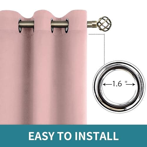 BGment Pink Room Darkening Curtains 63 Inch for Bedroom - 2 Panels | Grommet Top, Light-Blocking, Sunblock, Thermal Insulated, Window Drapes for Kids Boys Room, 42x63 Inch thumbnail 5