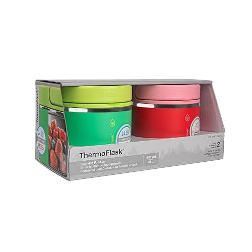 ThermoFlask 20 oz Double Wall Insulated Food Jar, 2-Pack, Raspberry + Candy Pink / Shamrock + Citron thumbnail 3