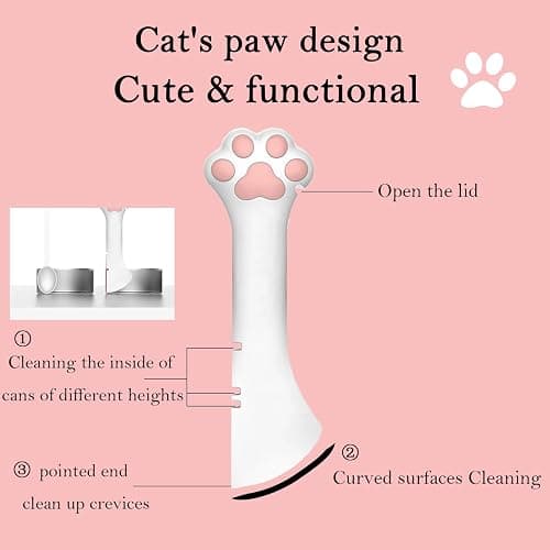 DORUI 3 Pcs Pet Food Can Lids & One Can Spoon | Cute Paw Shape Opener Spatula Cat Wet Food Spoon | Universal BPA Free Silicone Covers for Dog Cat Cans(Pink) thumbnail 2