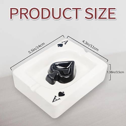 Ashtray, Decorative Ceramic Poker Ash Tray for Cigarettes and Cigar Smokers, Cute and Funny Handmade Decoration for Home Decor, Tabletop Fantasy Gift for Indoor Outdoor Home Patio Use(Ace of Spades) thumbnail 3