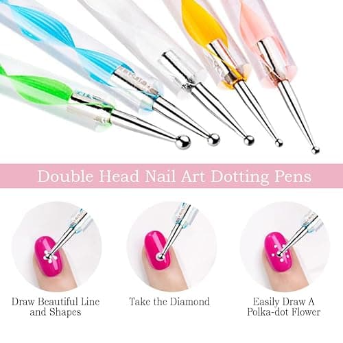 Nail Art Tools 27Pcs Set,Nail Art Brush,Resin Nail Art Palette,5 Pcs Nail Art Sculpture Pen,2-way Acrylic Silicone Engraving Pen Dotting Pen Tools Nail Art Kit for Nail Art DIY thumbnail 5