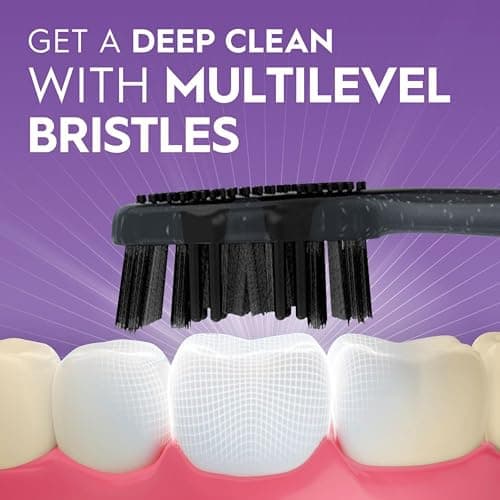 Oral-B 3D White Charcoal Toothbrush, 2 Count Medium Manual tootbrush Pack, Whitens Teeth, removes Plaque and Stains, Tongue Scraper Tooth Brush thumbnail 4
