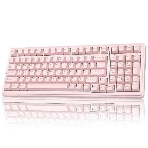 AULA F99 Wireless Mechanical Keyboard-Silent Version,Tri-Mode(BT5.0/2.4GHz/USB-C),Gasket Structure,Hot Swappable Mechanical Keyboard with Pre-lubed Linear Switches,RGB Backlit PC Gaming Keyboards,Pink - Image 1