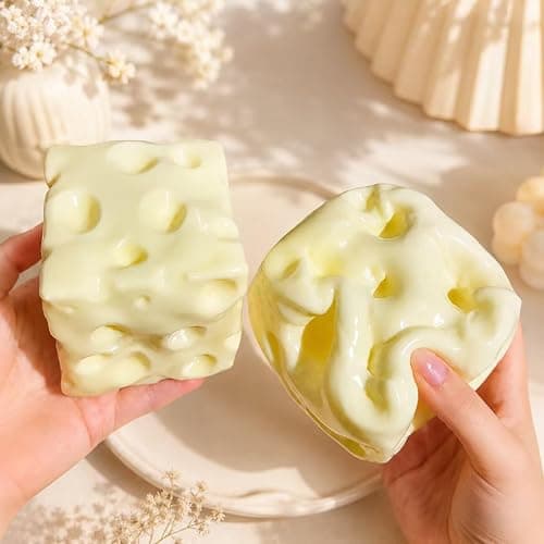 Realistic Swiss Cheese Squishy Toy – Dough Texture Stress Relief Fidget Toy for Adults, Anxiety Relief Sensory Tool, Unique Desk Decor, Not Edible-1PC thumbnail 3