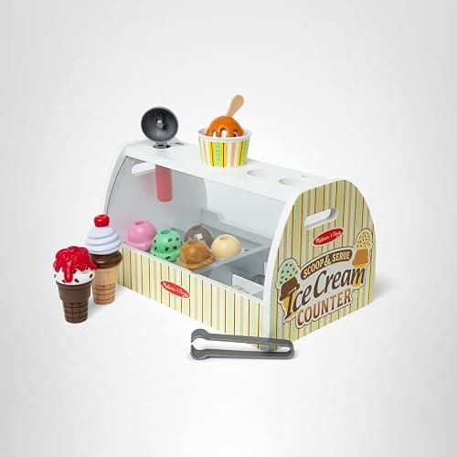 Melissa & Doug Wooden Scoop & Serve Ice Cream Counter, Pretend Play Store, 28 Toy Food & Play Kitchen Accessories, Preschool Toys for Girls & Boys 3+ thumbnail 10