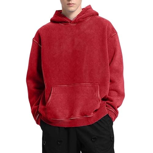 FAIABLE 2 Pack Acid Wash Oversized Vintage Unisex Heavy Cotton Fleece Hoodie for Men Women Couples thumbnail 4