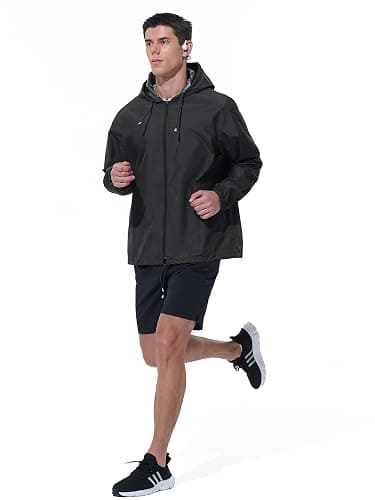 UIQUR Mens Rain Jacket Raincoat Windbreaker Running Waterproof Lightweight Packable with Hood Travel Hiking Cycling thumbnail 5