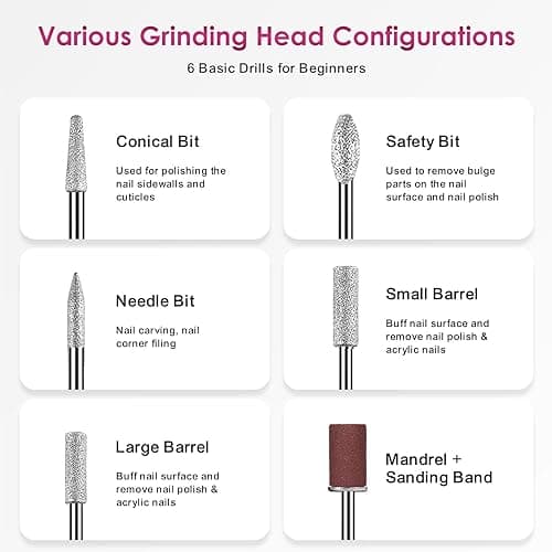 COSLUS Cordless Nail Drill Electric File: Professional for Acrylic Gel Dip Powder Nails Portable Nail Drill Machine Kit for Manicure Pedicure Nail Set with Everything Rechargeable Lightweight thumbnail 8