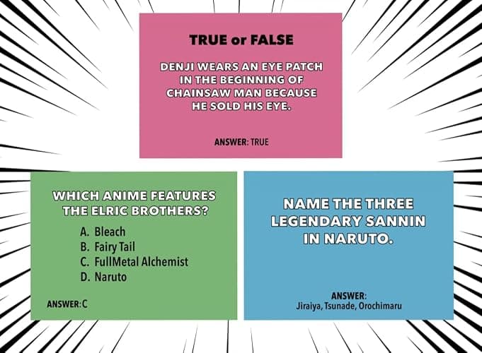 All I Need is ANIME - Anime Trivia Card Game - Base Game + Expansion Combo 155 Cards Total, Character, Quotes & Skill Challenges, Fun Anime Party Game for Fans, Teens & Adults (Bundle) thumbnail 4