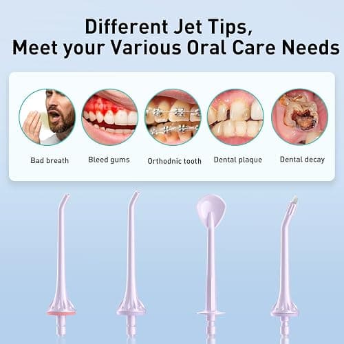 Water Dental Flosser Teeth Pick: Portable Cordless Oral Irrigator 300ML Rechargeable Travel Irrigation Cleaner IPX7 Waterproof Electric Flossing Machine for Teeth Cleaning C20(F5020E) - Black thumbnail 8