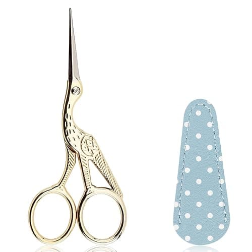 BIHRTC Small Craft 4.5Inch Embroidery Scissors with Artificial Leather Cover Stainless Steel Tip Bird Stork Scissors Shears for Sewing Crochet Embroidery Paper Art Work - Image 1