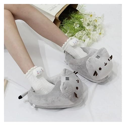 Cartoon Covered Slippers Warm Winter Slides Soft Plush Doll Indoor Cute Anime Bedroom Shoes Home Use EU38-42 thumbnail 4