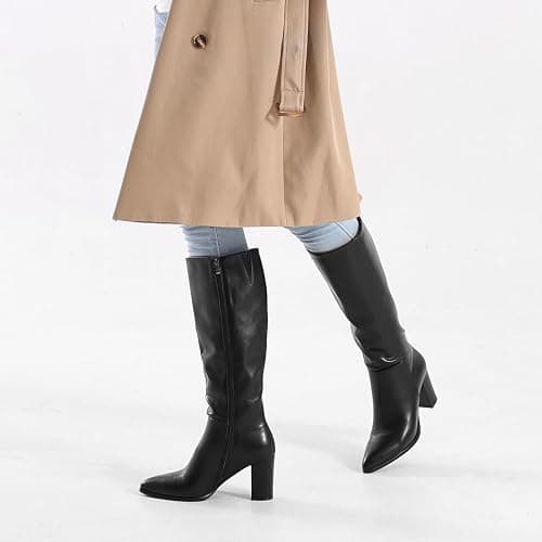 Vipost 3.35-inch Pointed Toe Knee High Boots for Women, Chunky Block Heel Tall Boots for Women with Side Zipper, Long Fall Winter Boot 2025 thumbnail 2