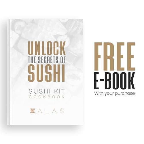 Alas Complete 20 Piece Sushi Making Set - Kit for Beginners & Pros with Knife, 2 Mats, Rice Bazooka and Dipping Plate thumbnail 7